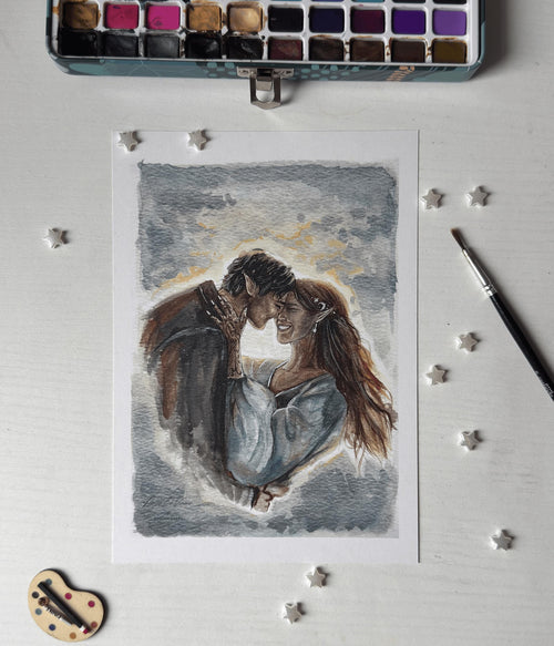 ACOTAR Fan Art | Feyre & Rhysand Watercolor Print Set (A5)