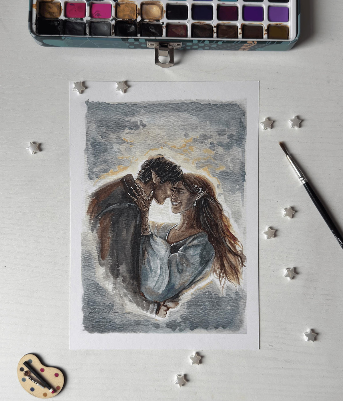 Feyre and Rhysand Art Print | A Court of Thorns and Roses Fanart