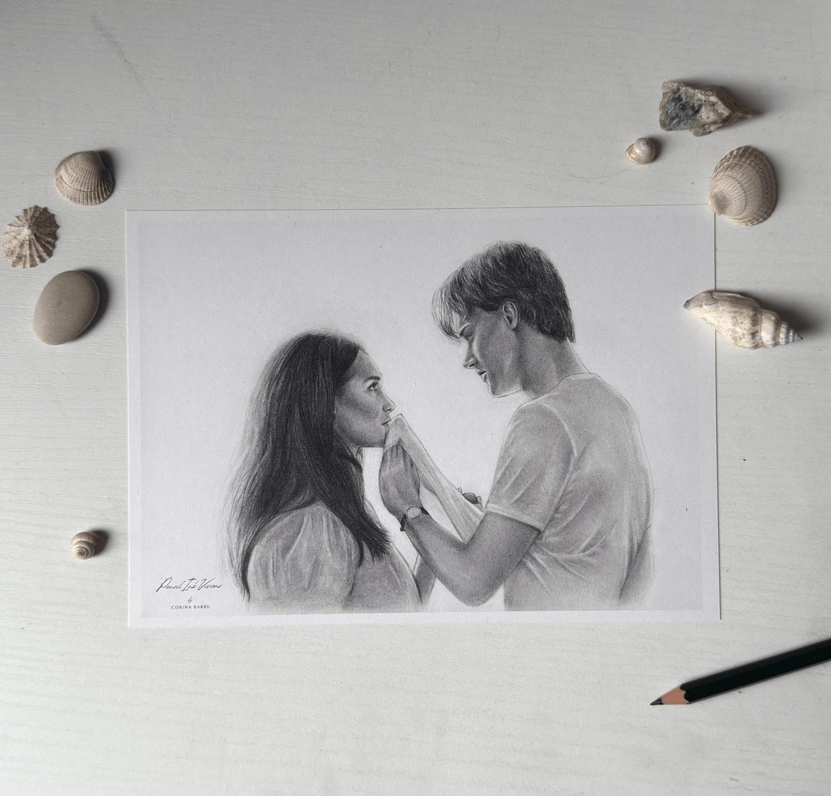 Belly and Conrad Fan Art Print | The Summer I turned Pretty | Pencil Drawing Print