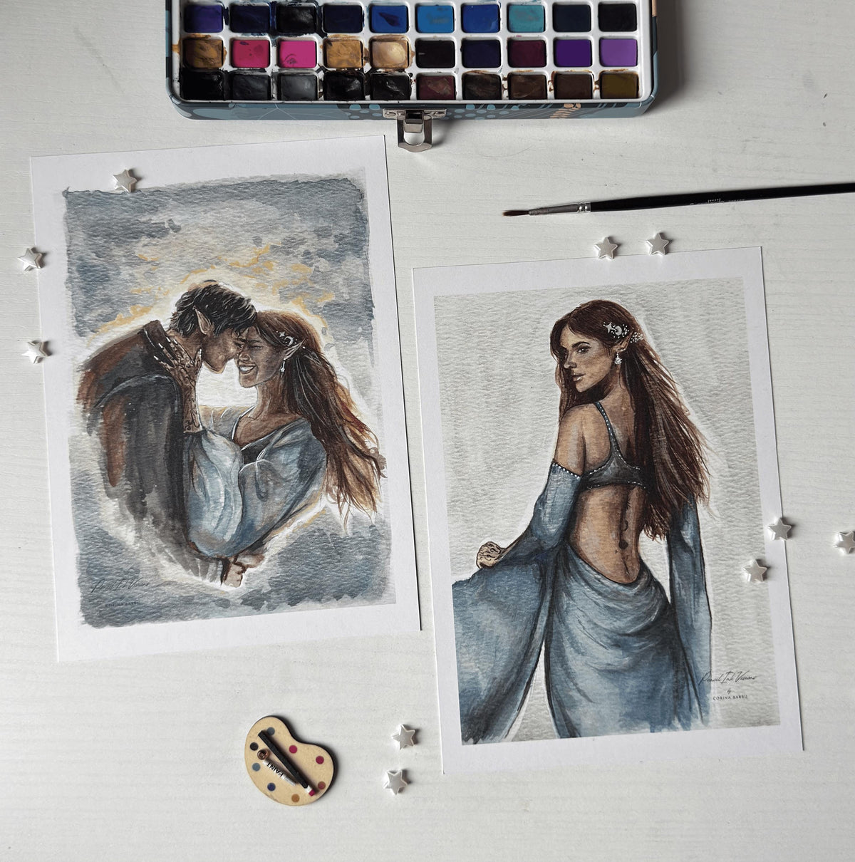 ACOTAR Fan Art | Feyre & Rhysand Watercolor Print Set (A5)