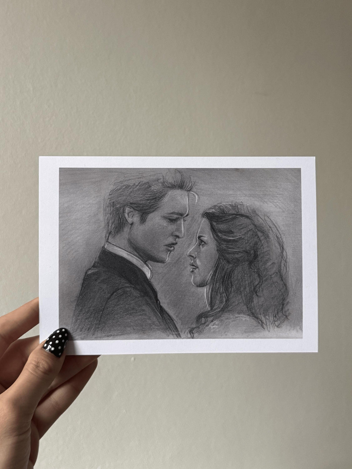 5x7 Bella and Edward Fan Art Print | Twilight Pencil Drawing | Landscape Print