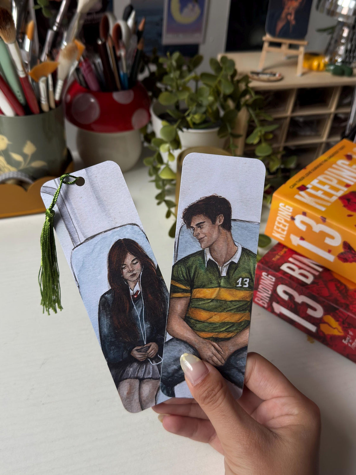 Shannon and Johnny Double Sided Bookmark | Boys of Tommen Inspired Art | Bookish Gift | Binding 13