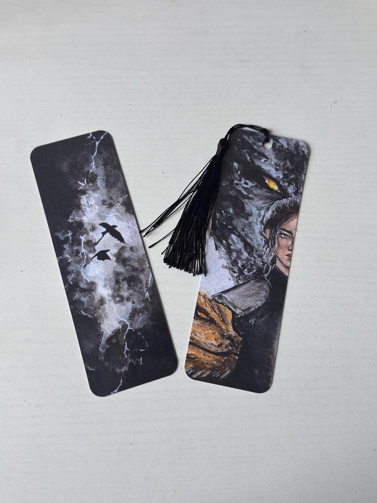 Double-Sided Watercolor Bookmark - Violet Sorrengail & Dragons - Fourth Wing Inspired